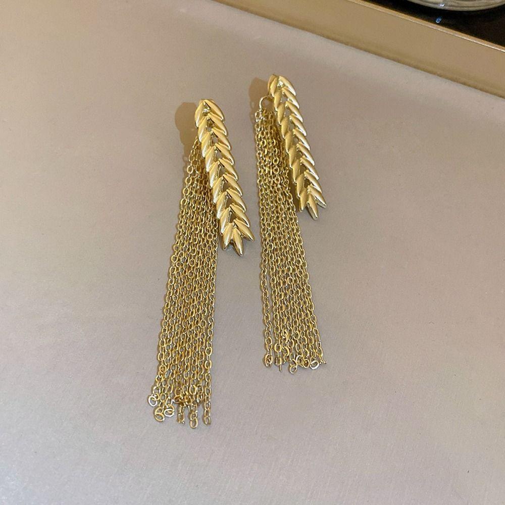 Needway   Wanita Anting Elegan Manis Sederhana Gandum Fringe Rumbai Fashion Perhiasan Gadis Hadiah Temperamen Drop Anting-Anting Gaya Korea Menjuntai Anting-Anting