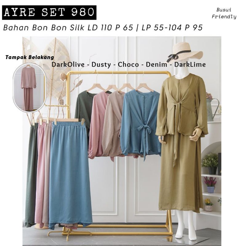 Grosir Ayre Set 980 bahan bonbon silk Ld 110 ikat depan super best seller