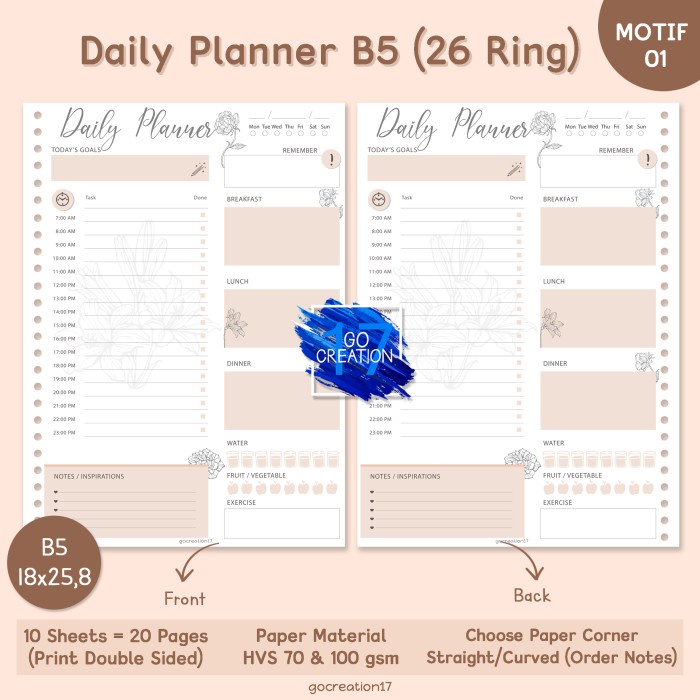 

Kertas Isi Binder Daily Planner 01 (A6 A5 B5)