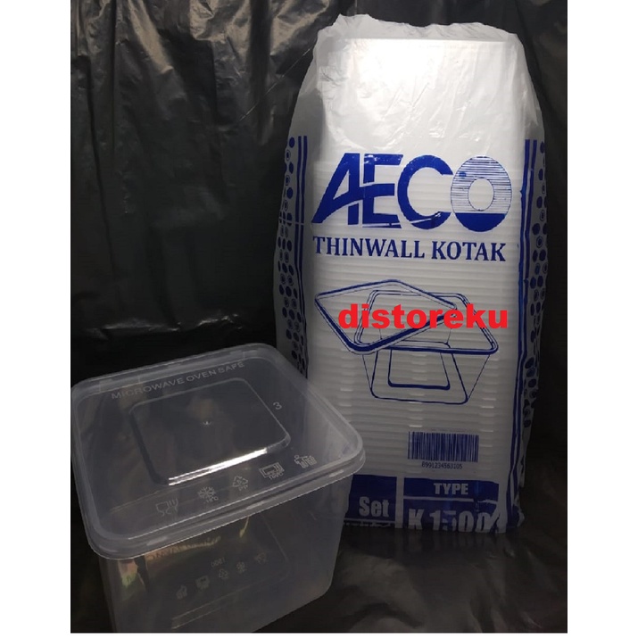 THINWALL KOTAK WADAH MAKAN TEMPAT BOX MAKAN MICROWAVE AECO K1500 25PCS - AECO K1500