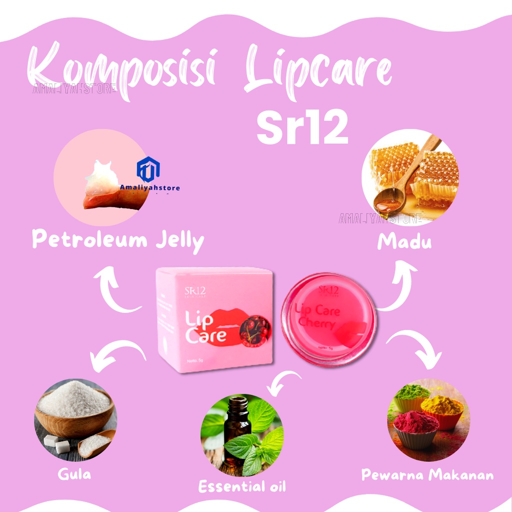 Lipcare Sr12 Cherry Cream Pelembab Pencerah Bibir Hitam Kering Pecah Pecah Pria Dan Wanita Alami Permanen Original Bpom