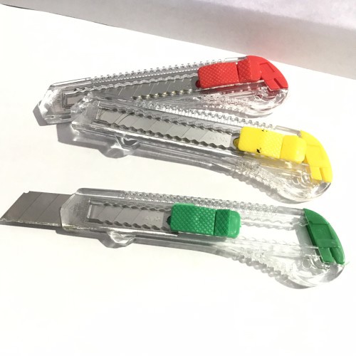 Cutter Transparan Warna Warni Ukuran Besar 18mm / Pisau Cuter Super Tajam Sliding Knife Cutting Tool Alat Potong Kertas Kardus Kater Plastik Perlengkapan ATK Sekolah [MF]