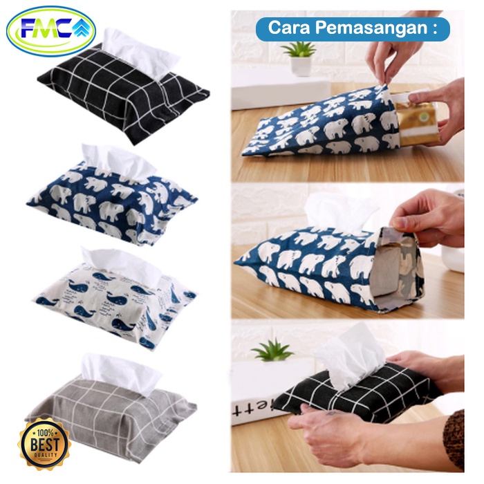 Tempat Tisu Kain Wadah Penyimpanan Tissue Motif Kotak Tisue Bahan Kain Box Tisu Kain