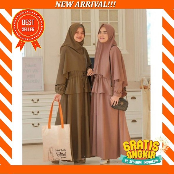 Umbs02 Bronze Ukhti Munira Dress Gamis Dewasa Terbaru 2022 Untuk Lebaran Elegan Full Kancing Gaun Ib