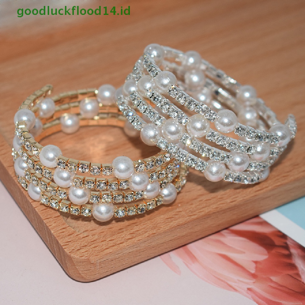 [GOOGFOUR] Gelang Mutiara Imitasi Kristal Elegan Multilayer Stretchable Pearl Bracelet Gelang Mutiara Untuk Wanita Hadiah Perhiasan Pengantin [TOP]