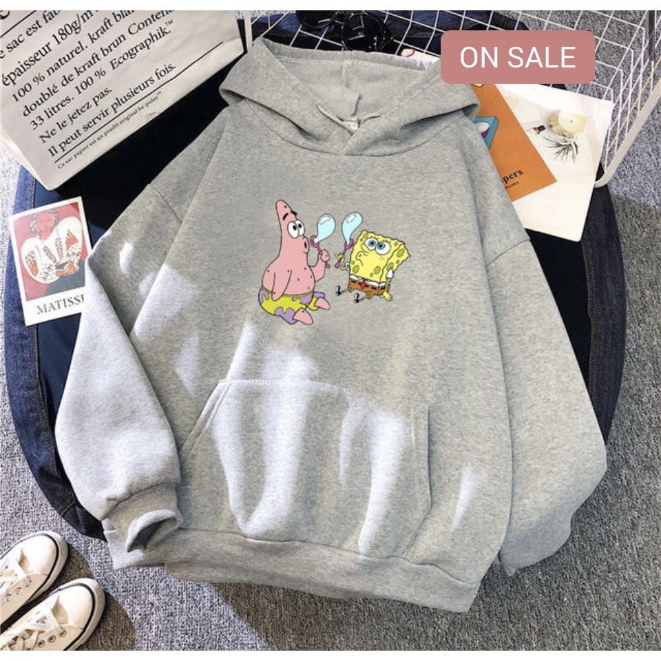 Spongbob Jumper Hoodie Anak II Jaket Hoodie Anak Viral II Sweater Hoodie Kids Size M - XL ( Laki Laki &amp; Peremepuan )