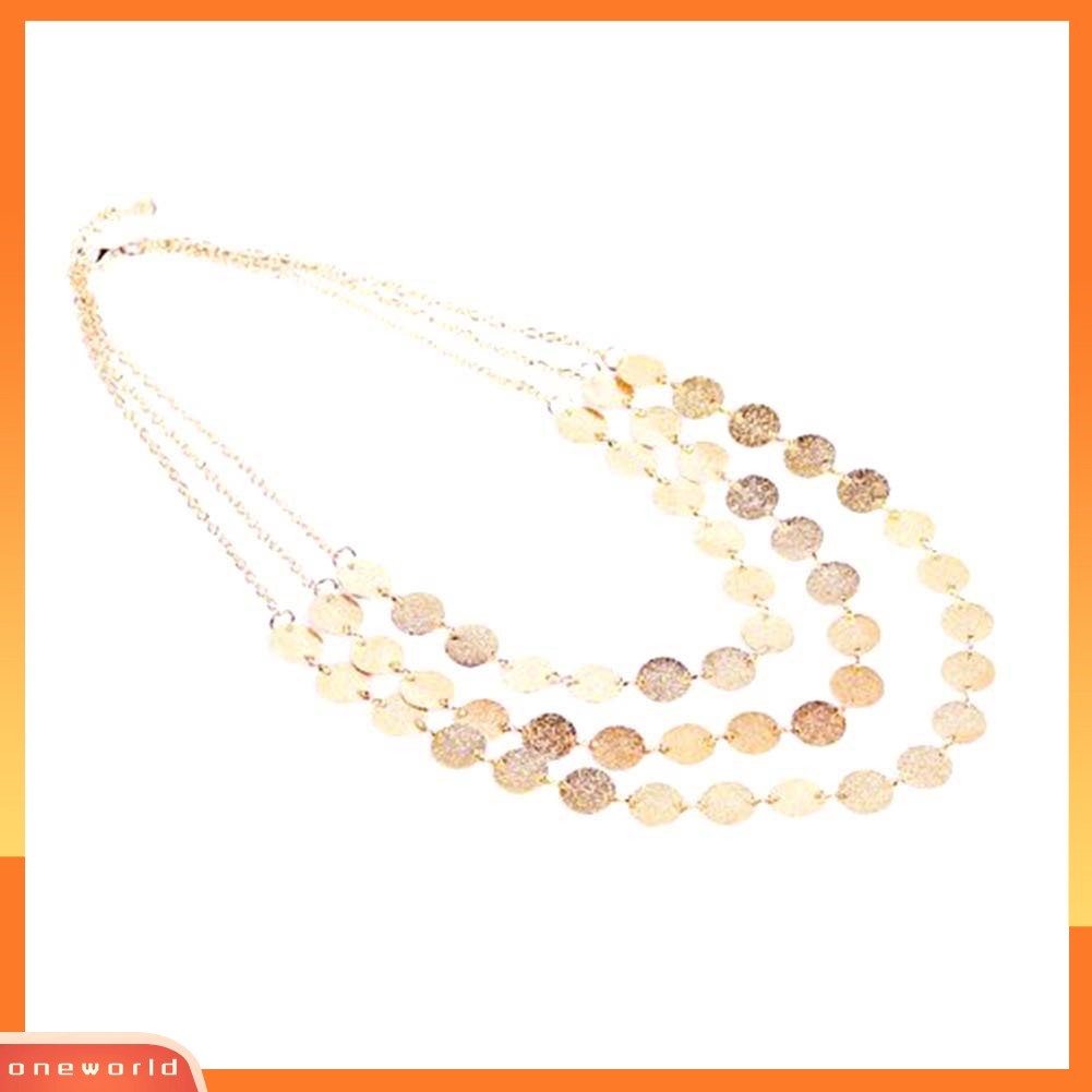 {oneworld} Fashion Wanita Payet Liontin Multilayer Rantai Panjang Kalung Perhiasan Hadiah