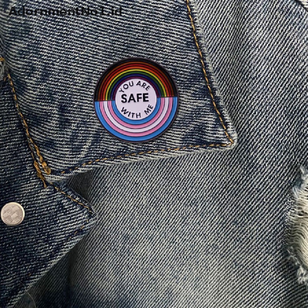 [AdornmentNo1] Anda Aman Dengan Saya Bendera Hujan Kebanggaan Pecinta LGBT Enamel Bros Kerah Pin Untuk Ransel Lencana Dekorasi Perhiasan [ID]