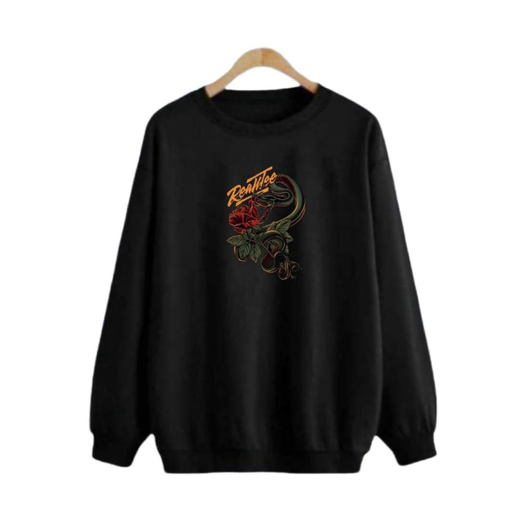 Sweater Crewneck Flecee Hitam Motif Distro-03