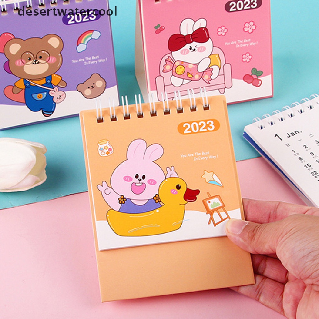 Deid 2023tahun Kelinci Kartun Lucu Kalender Meja Kalender Harian Jadwal Mingguan Planner Agenda Organizer Alat Tulis Halaman Putar Kalender Abadi Martijn