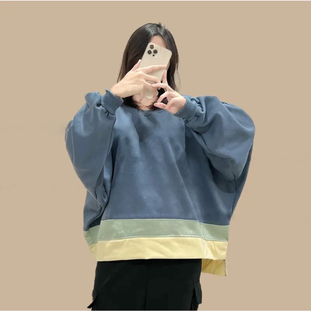 Sweater XXXL Three Colour Combine Oversize | Sweater Bigsize Jumbo Korean Style Kekinian