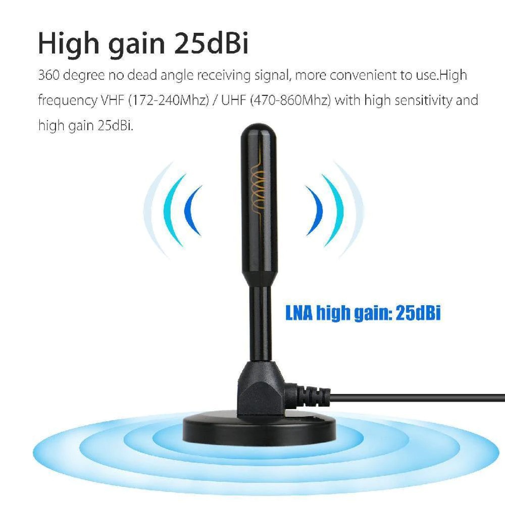 YCDC Antena TV Digital Indoor USB DVB-T2 25dB - EL05 - Black