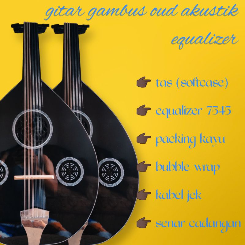 GITAR GAMBUS OUD AKUSTIK ELEKTRIK gratis paking kayu