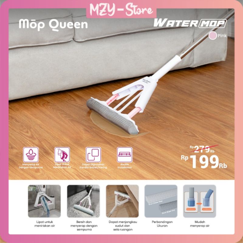 Mop Queen (NEW) Water Mop Alat Pel Lantai Peras Pel Lantai Spons Mop Queen Sponge Chamois Mopqueen Pink Blue Original
