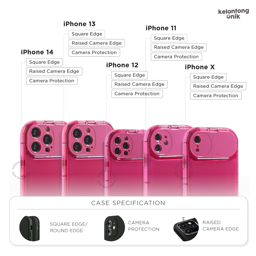 (Seri 2) For iPhone - Oval Flip Mirror Shockproof Case