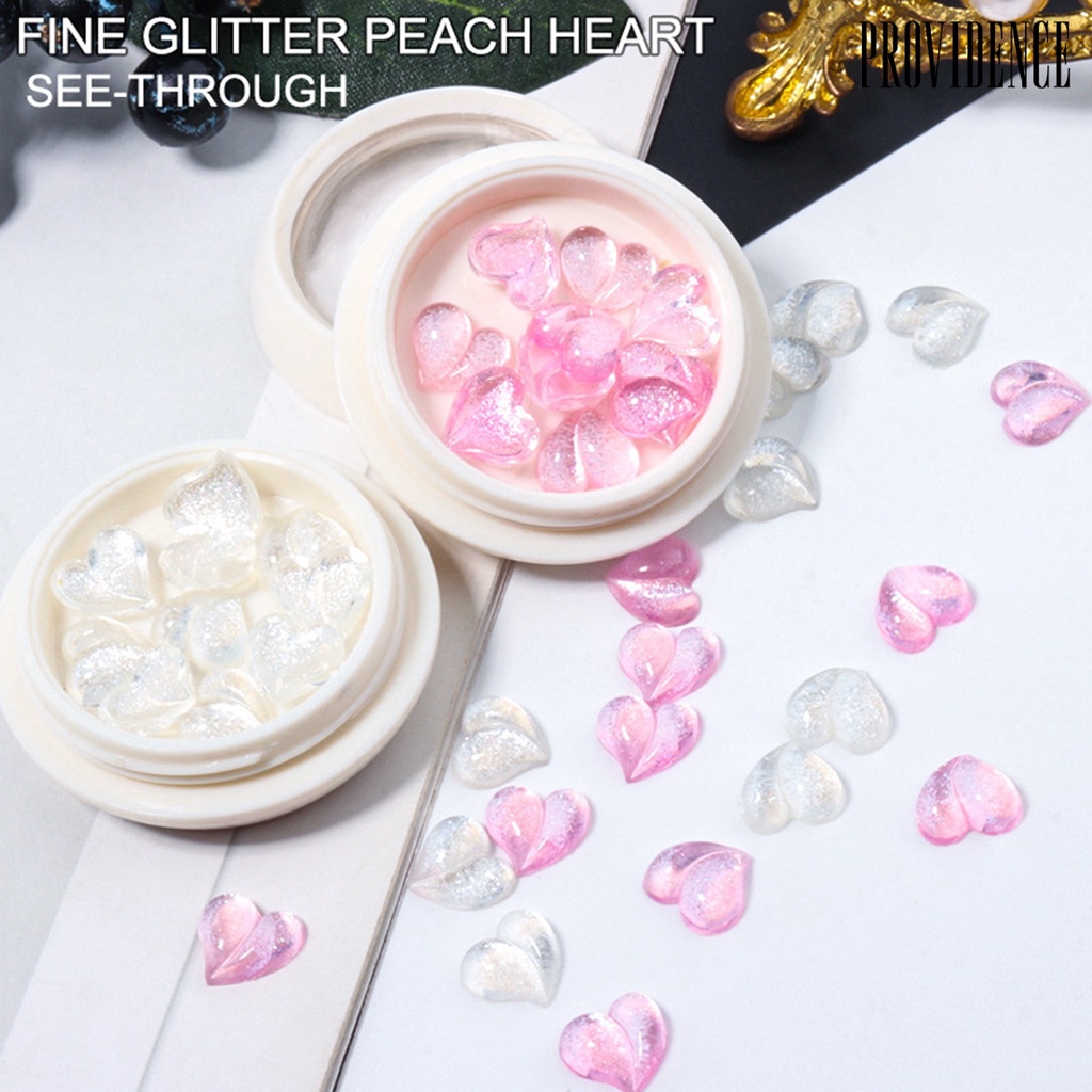 Providence 10kotak Manicure Decor Tiga Dimensi Dasar Datar Gloss DIY Resin Nail Art Transparan Glitter Peach Ornamen Manicure Store Supply