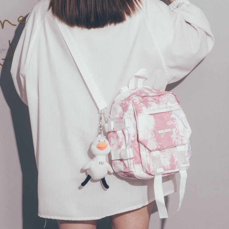 ✙♀Sera Kapasitas Besar Siswa Kelas Tas Wanita Jepang Tie-Dye Messenger Tas Korea Versi Harajuku Ulzzang All-Match ransel