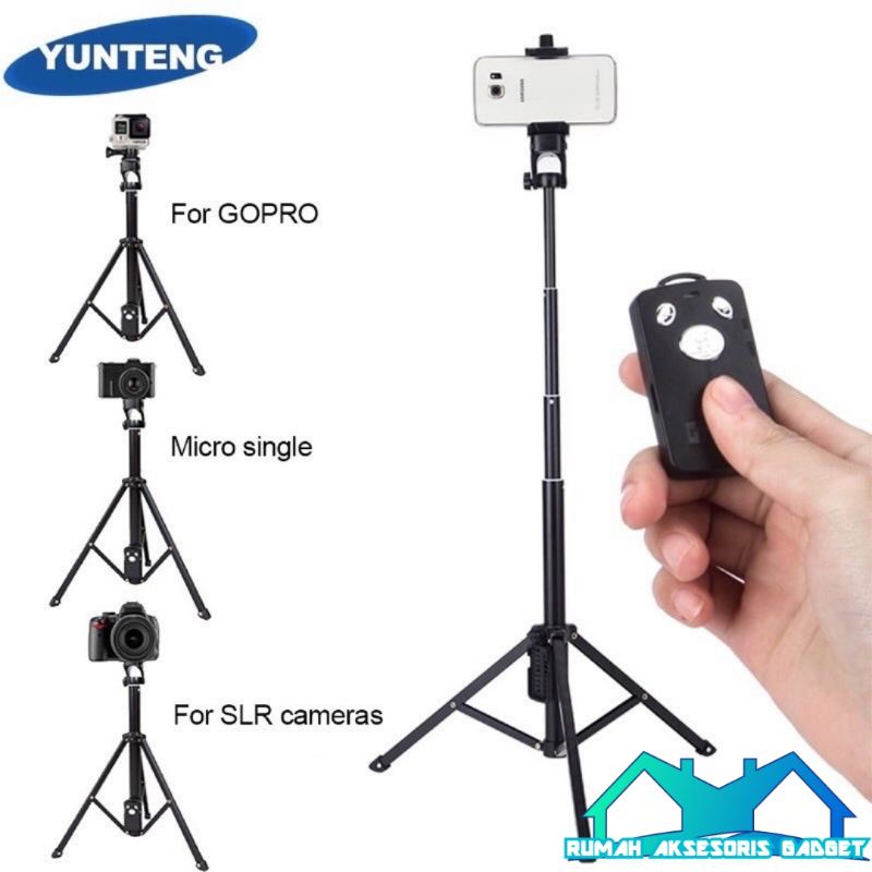 (Stok baru Real Yunteng) TRIPOD TONGSIS BLUETOOTH 3 IN 1 Original YUNTENG VCT-1608 TOMBOL SHUTTER