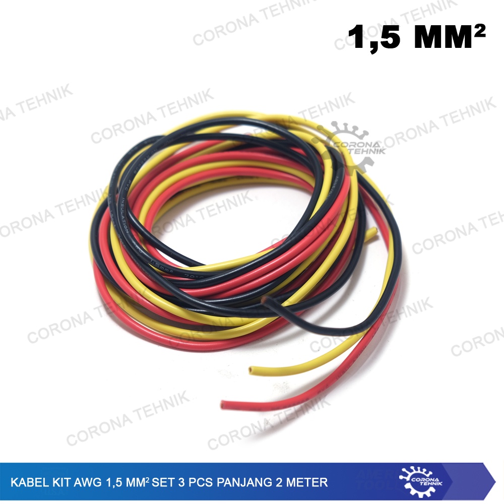 set 3 Pcs Panjang 2 Meter Kabel Kit AWG 1,5 mm²