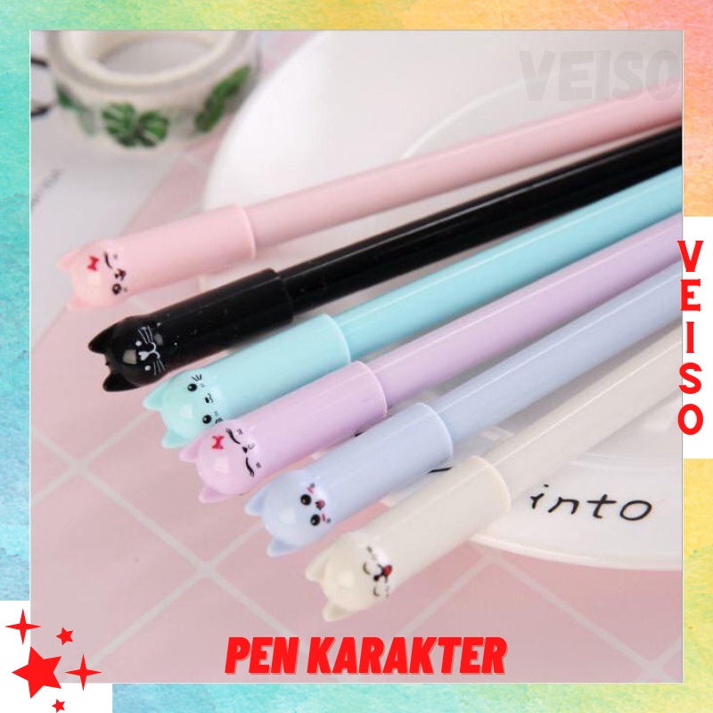 

VEISO_Pena Karakter Meow Kucing Lucu | Pulpen Karakter Gel Imut | Pulpen Gel Pena Murah Impor