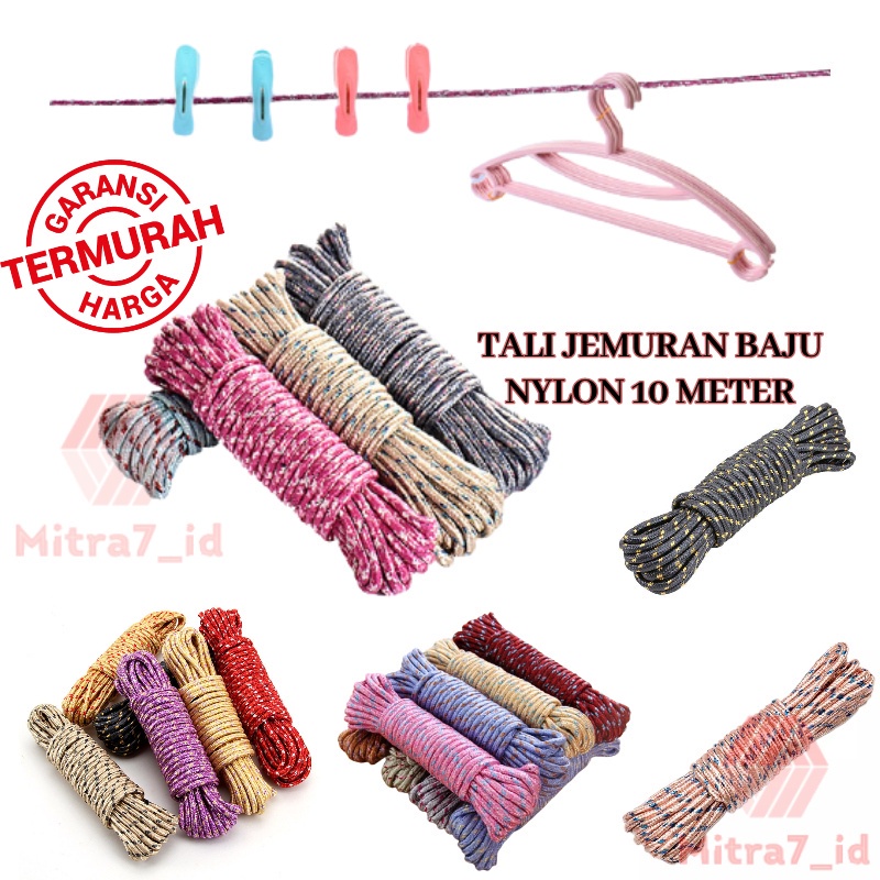 M7 - Tali Jemuran Baju Nylon Panjang 10 Meter / Tambang 10 Meter Anti Slip Kuat / Tali Ikat Barang