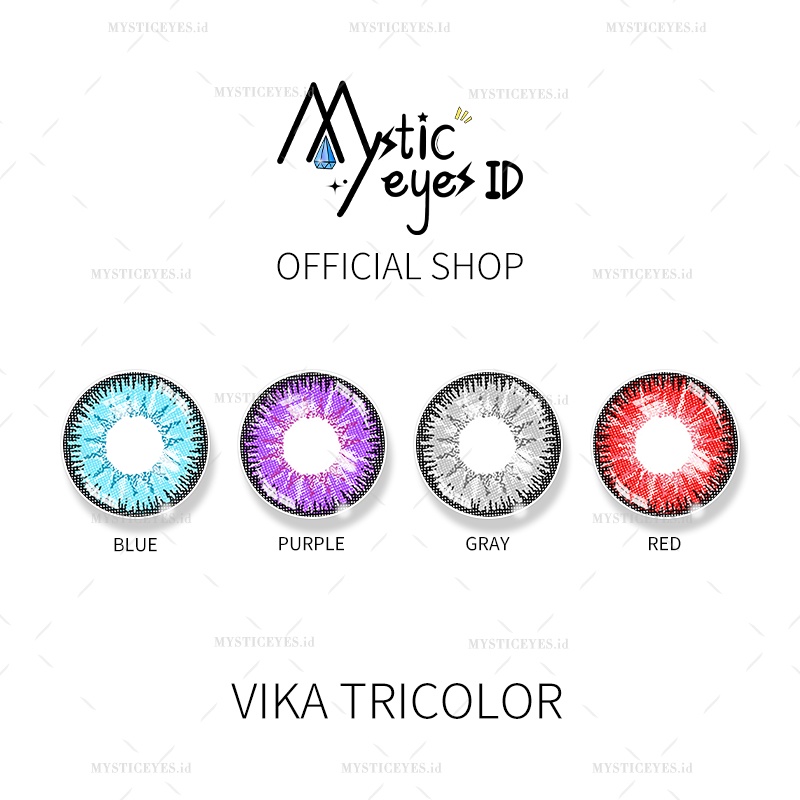 [✅COD] MYSTICEYES SOFTLENS COSPLAY CRAZY LENSA KONTAK WARNA LOVE WORDS &amp; VIKA TRICOLOR SERI 3 TONE 14.5MM (NORMAL)