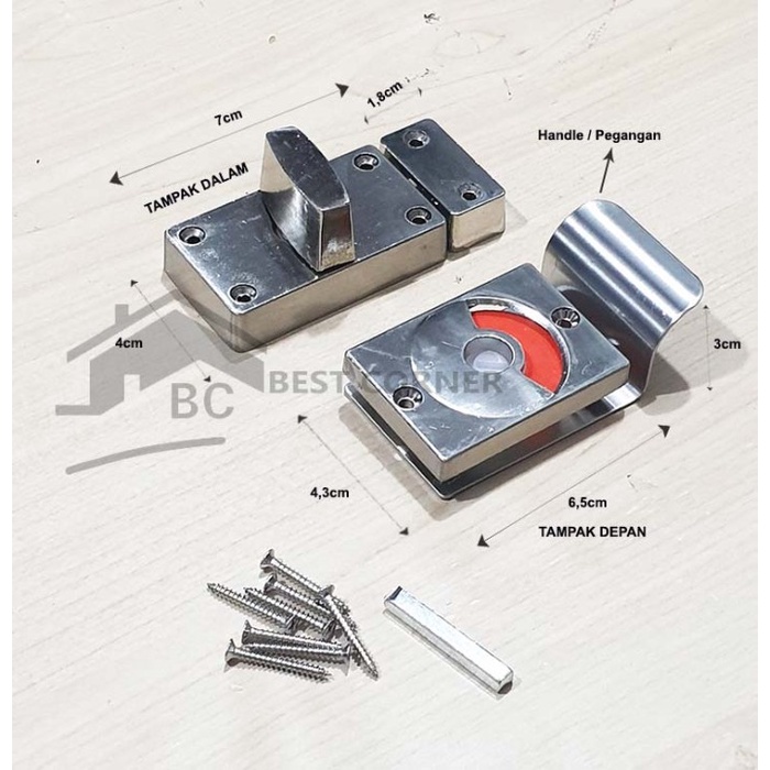 Grendel Grendel Indikator Untuk Toilet Partisi + Handle / Kunci Pintu Toilet