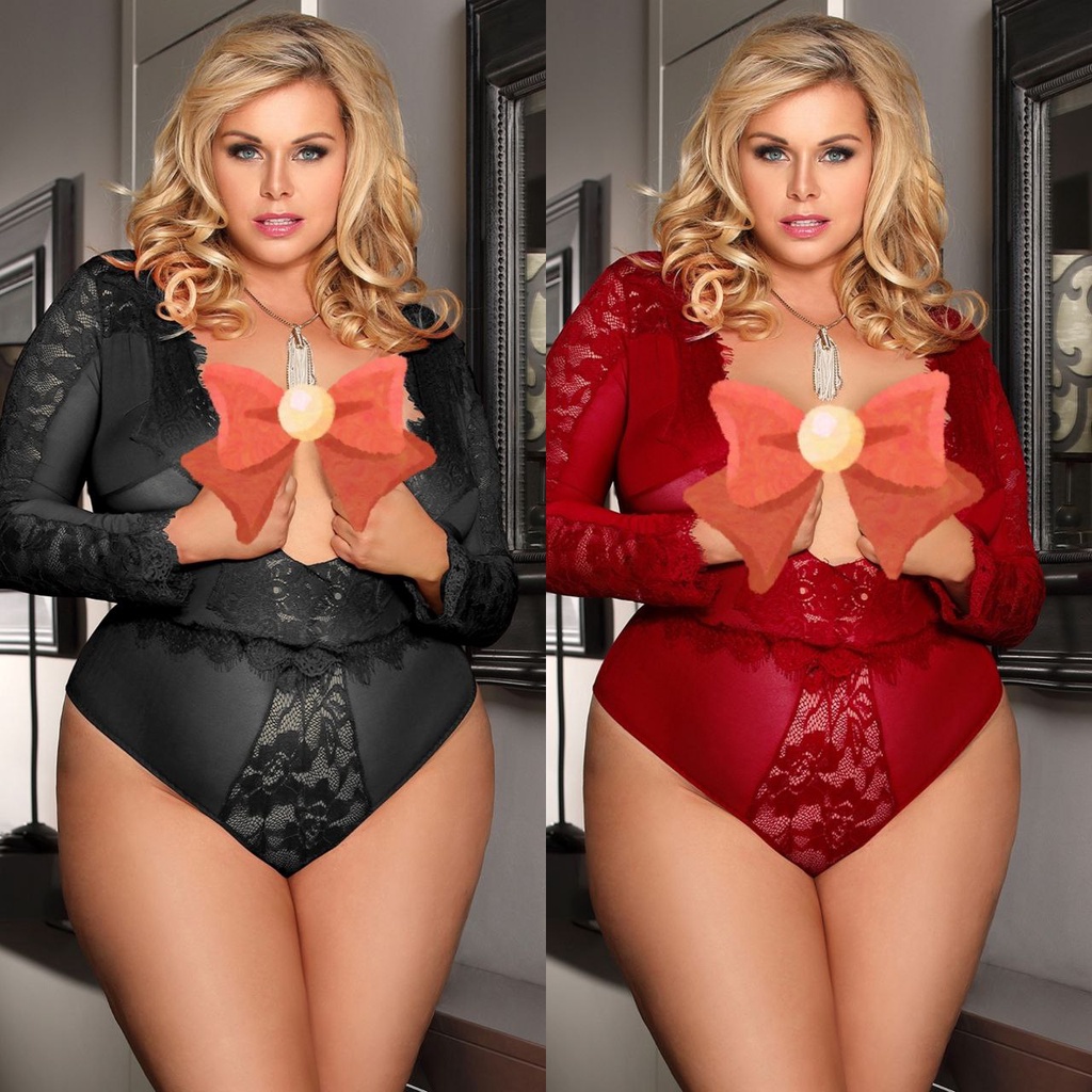 Lingerie Big Size Bodysuit Baju Tidur Sexy Jumbo XXXL XL 5XL Plus Size Teddy