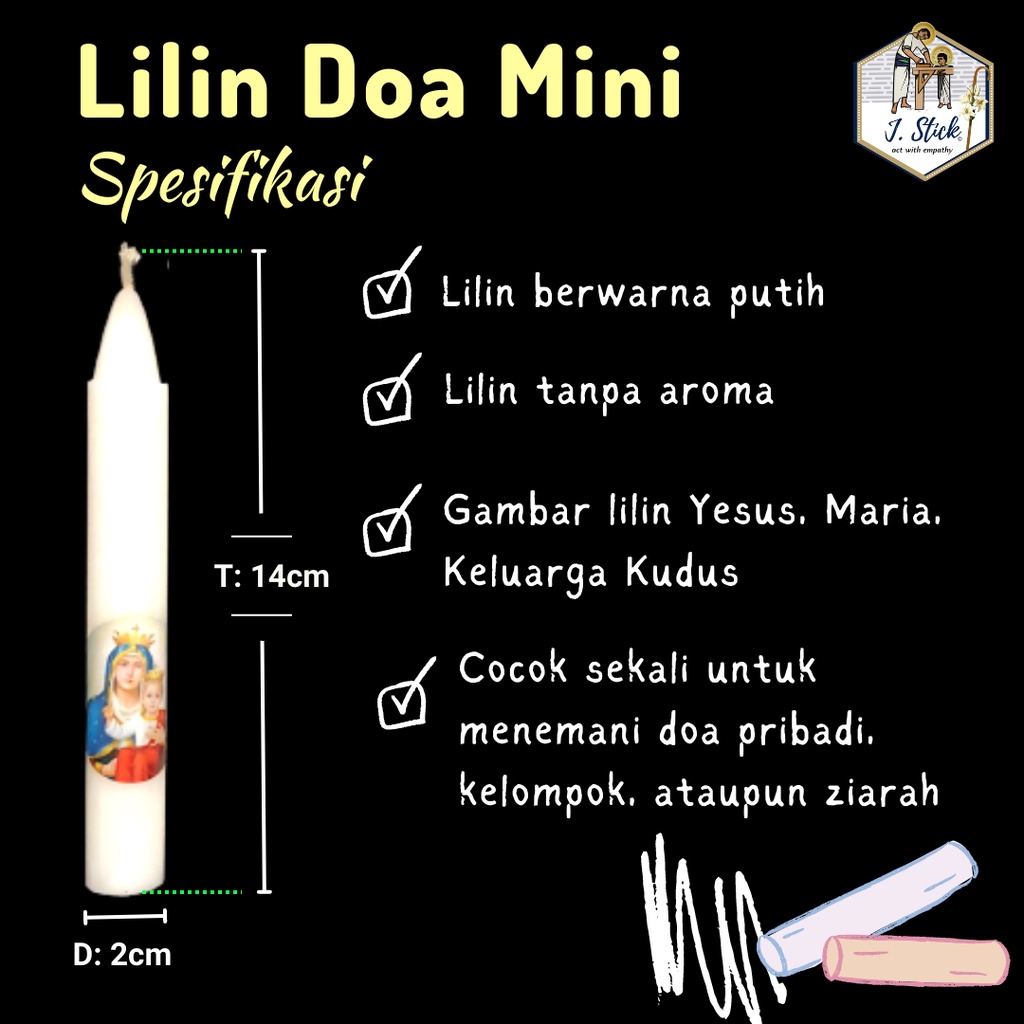 LILIN DOA Mini, tinggi 14 x dia 2 cm (Gambar Rohani)