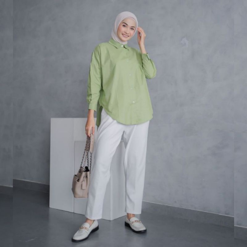 KEMEJA WANITA LINEN OVERSIZE // NELKA LINEN SHIRT