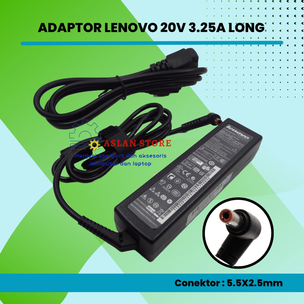 Adaptor Charger Lenovo 20V 3.25A B470 G460 G470 G560 Z570 G480 ORI