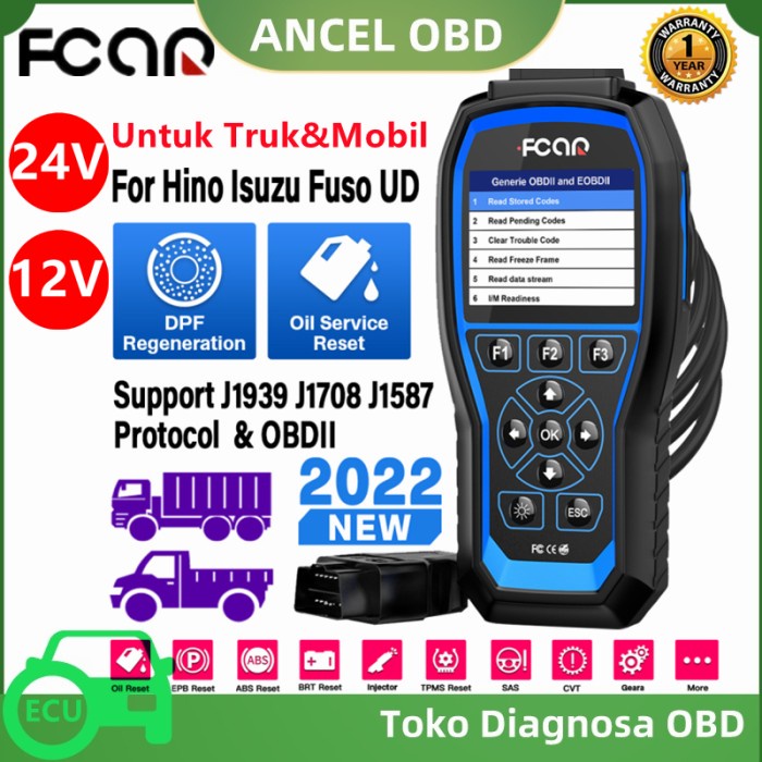 FCAR F506 Pro 24V Truk OBD2 Scanner Untuk Hino/Isuzu/Fuso/UD