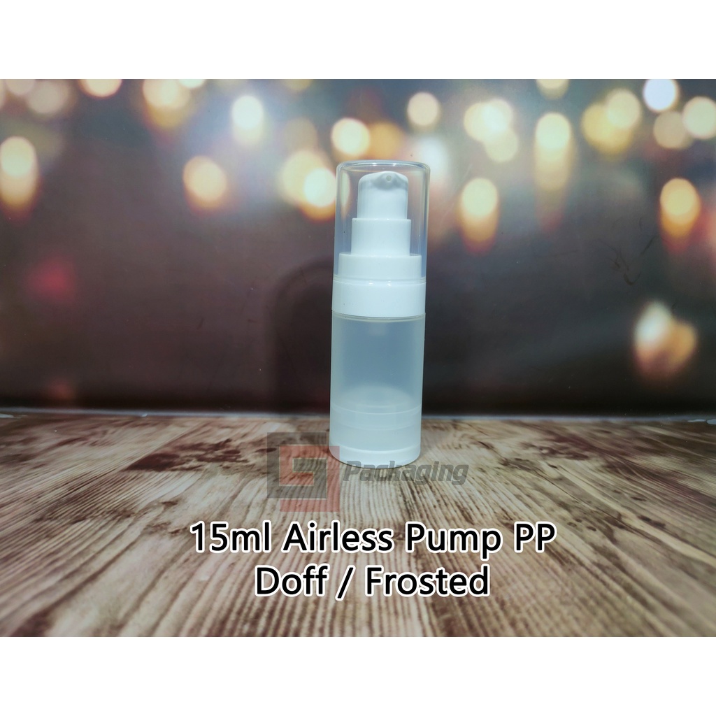 15ml botol serum / pump airless pp 15 ml frosted / doff