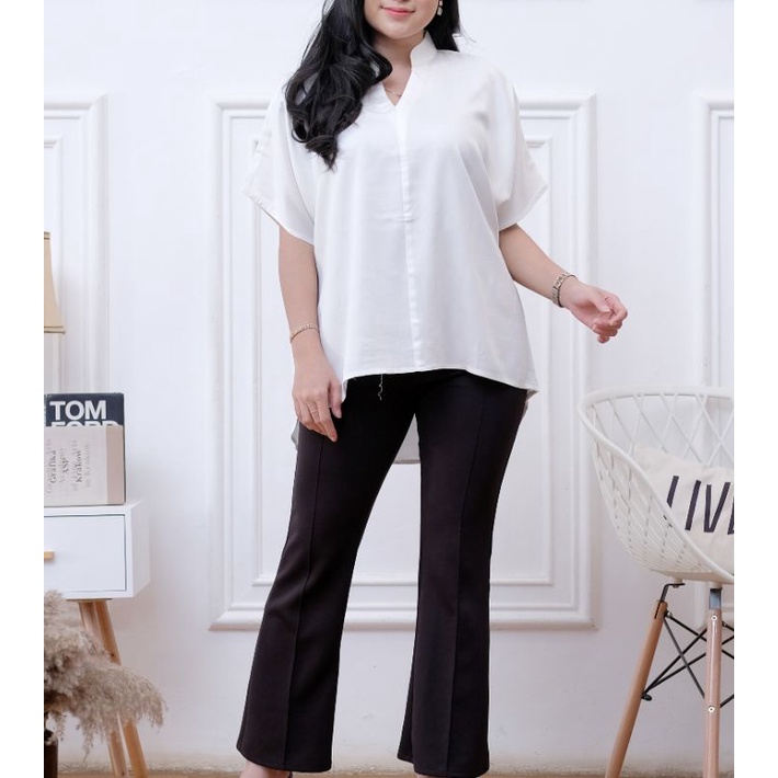 dwis top - blus wanita casual rayon twill impor