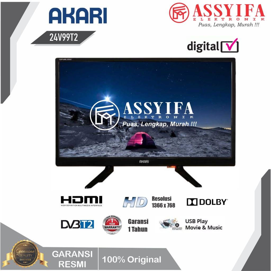 LED TV AKARI 24 INCH LE-24V99T2  DIGITAL READY