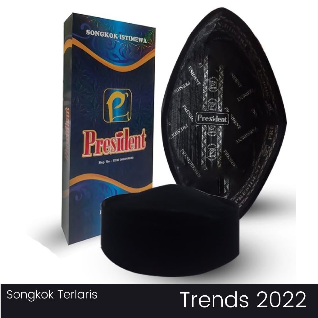 Songkok President Susun Hitam Tinggi 8 dan 9 - Ready songkok hitam peci hitam