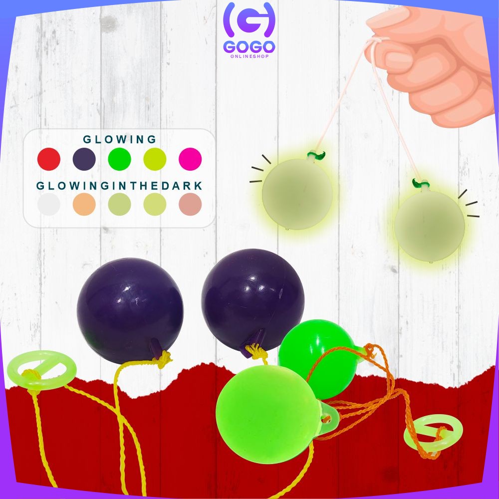GOGO-M306 Mainan Anak Lato Lato Glow In The Dark  / Tek Tek / Lotto Lotto / Mainan Tradisional Adu Bola Glowing Jadul Tempo dulu