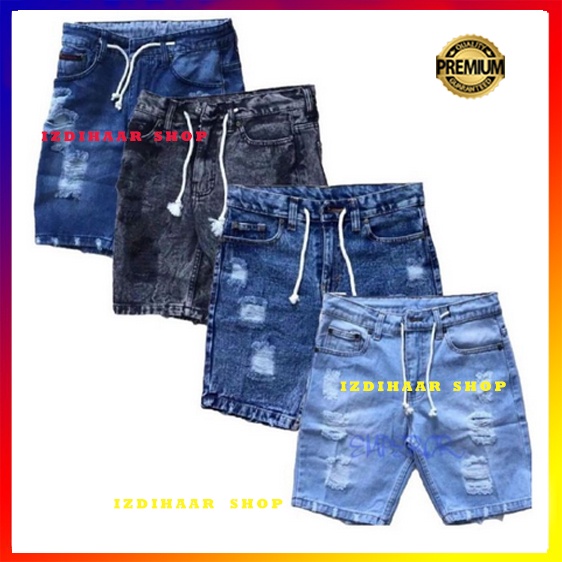 Celana Jeans Pendek Pria Sobek Bermuda