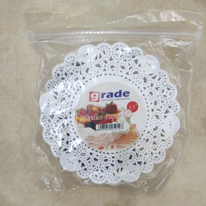 

Doilies Paper 5,5 Putih Grade (250 pcs) / Kertas Doilies 5,5 Putih