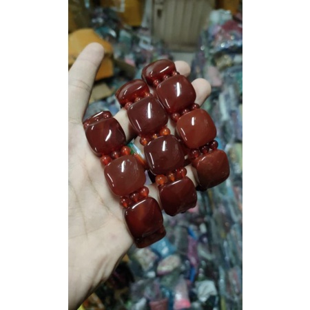 Gelang Batu Akik Sulaiman madu Premium Quality  Pria Wanita