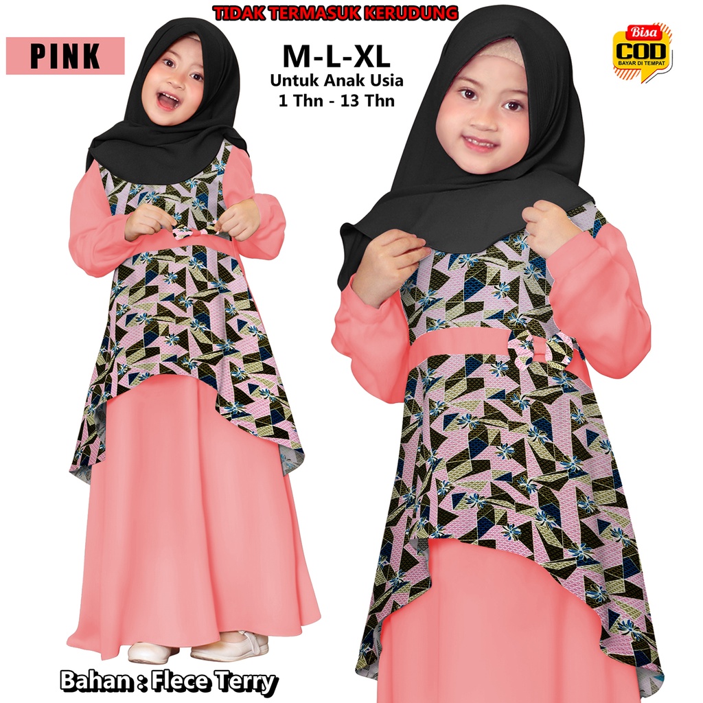 BISA COD &amp; GRATIS ONGKIR Gamis Anak Pita ALIZA TOP MODEL 00028 baju muslim Fleece Terry Ngaji Santai Islami Gamis Syar'i Lebaran Terkini Kekinian Perempuan Wnita Terlalis Bunga