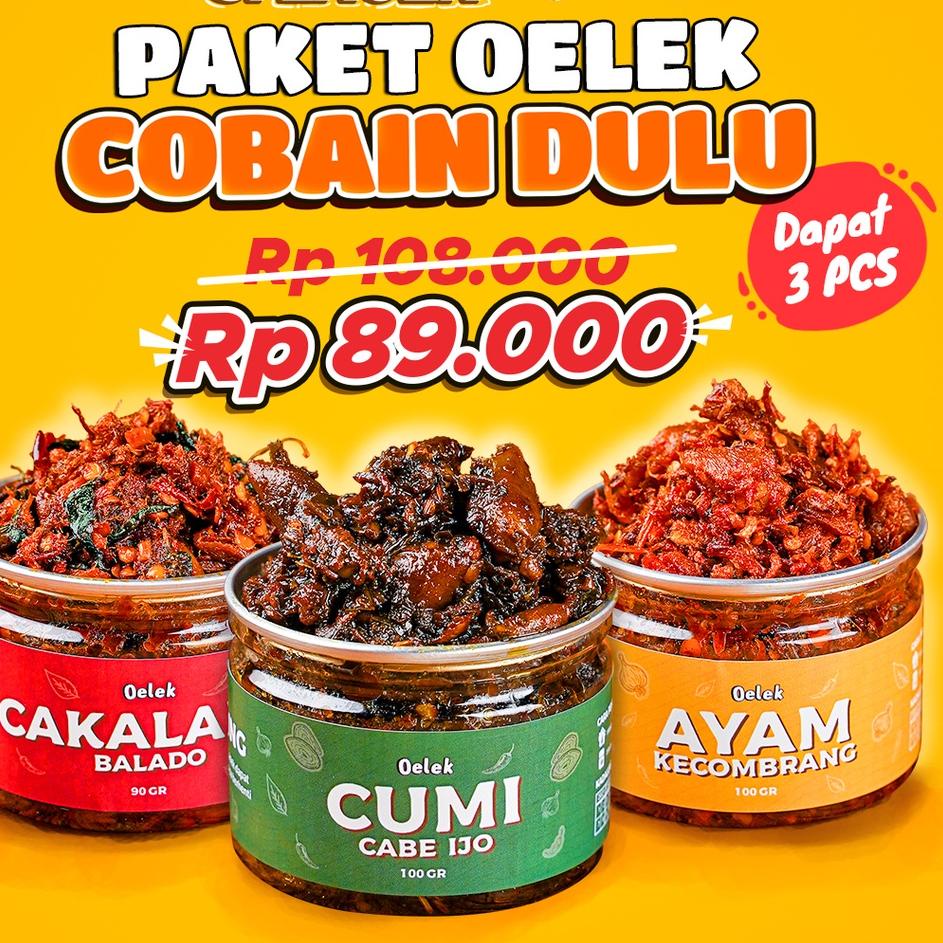 

Harga Miring Oelek Paket Cobain Dulu Si Laoek / Cakalang Balado / Cumi Cabe Ijo / Ayam Kecombrang / Lauk Siap Saji