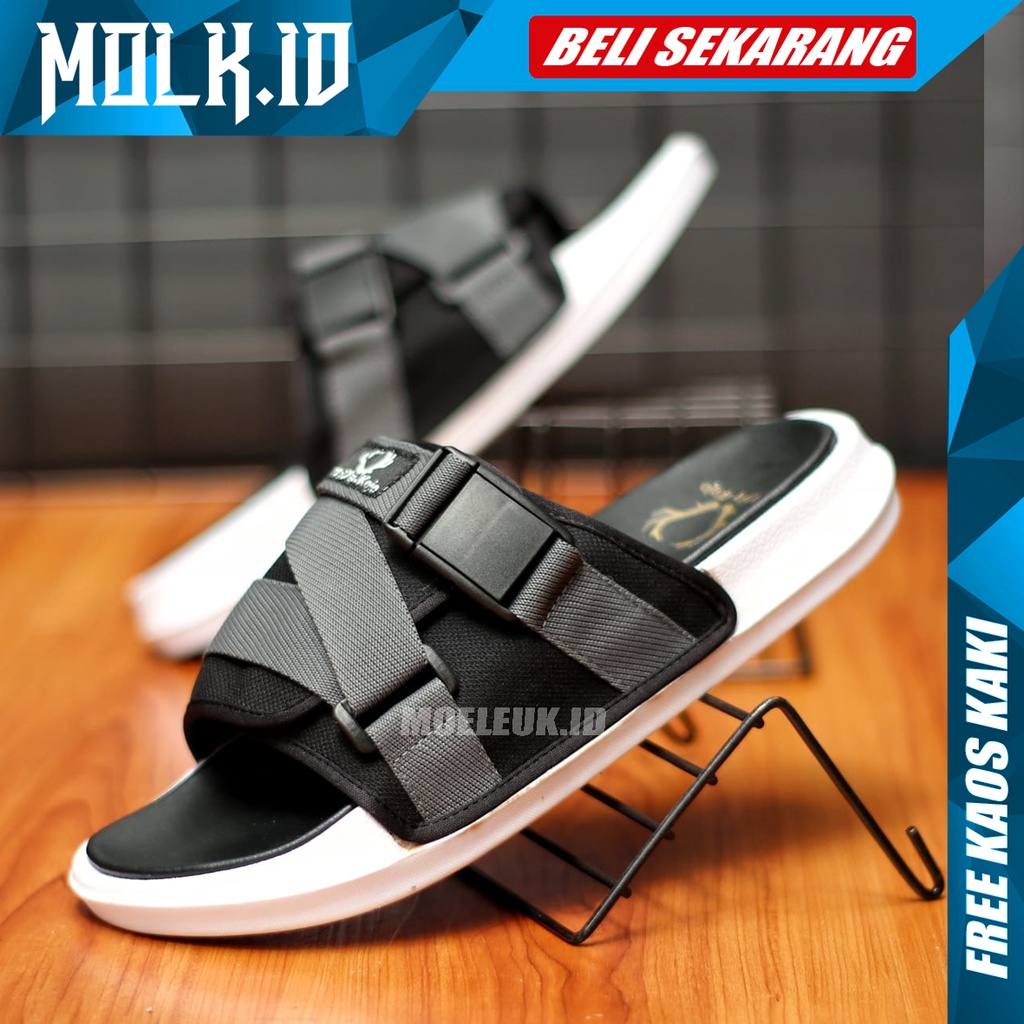 MOLK Sendal Pria Slide Distro Original Kekinian Sandal Cowok Trendy Simple Murah Anti Slip