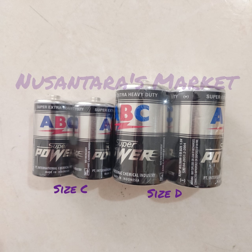 Baterai/Batre/Battery ABC Super Power R14/C (isi 2 pcs)