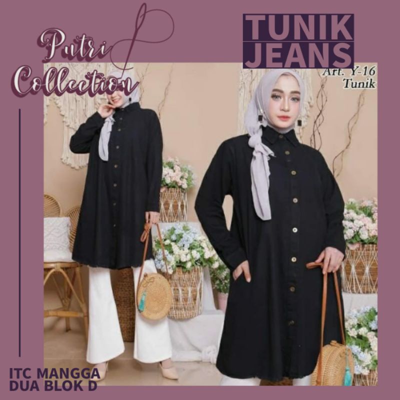 TUNIK SEMI JEANS DENIM HITAM LD 110-120