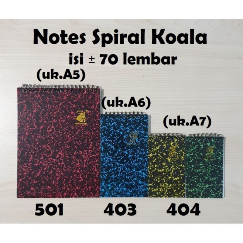 

Buku notes Spiral Koala (A7, A6, A5) / notes murah