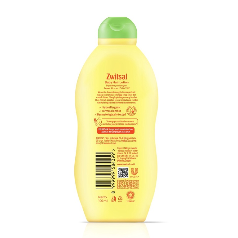 PROMO Zwitsal Baby Hair Lotion Sweet Almond Oil &amp; Vitamin E 100ml - Buy 1 Get 1