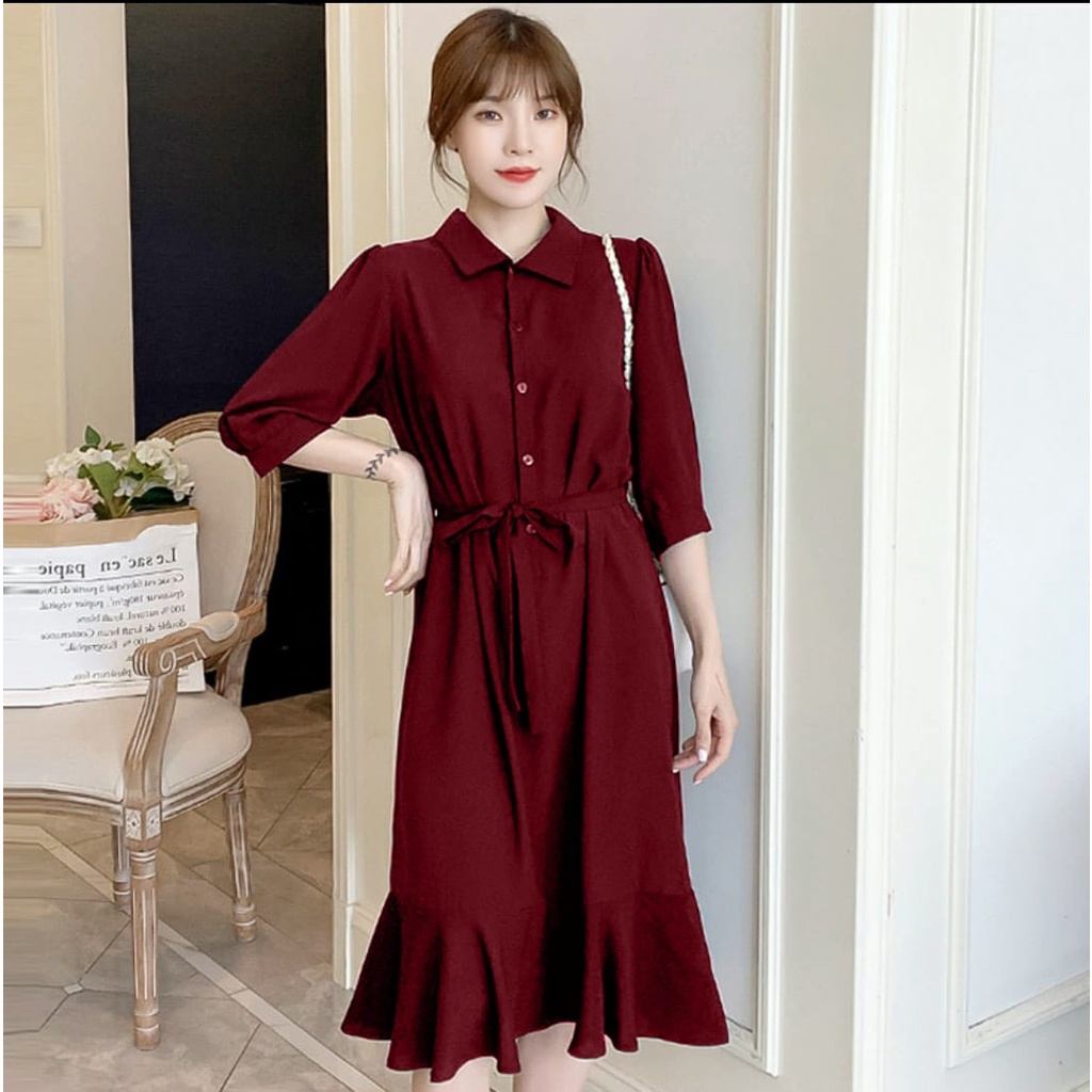 [MCFK] Dress Wanita Casual / Longdress / Baju Dress Wanita Modern / Dress Korea / Fashion Wanita / Dress Alfi