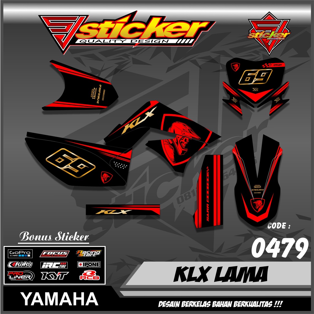 0479 DECAL STICKER KAWASAKI KLX LAMA DESIGN SUPERMOTO