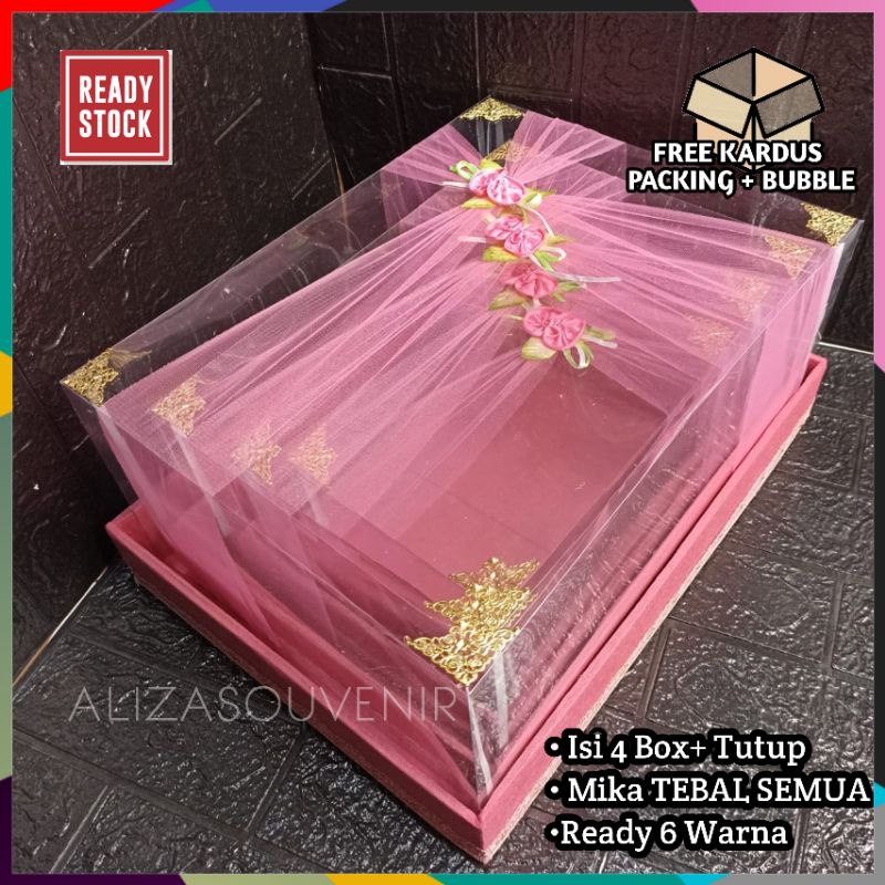 Jual Box Kotak Seserahan Isi 4 Tutup Mika Tile Silang Hiasan Sudut Premium Quality Shopee 2856